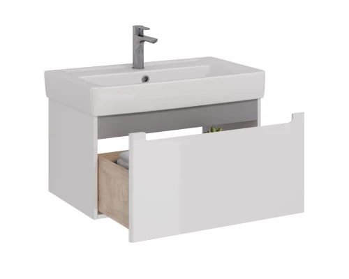 Тумба Lemark BUNO MINI 80 см под 1 раковину, подвесная, 1 ящик, цвет планки: Серый, цвет корпуса, фа