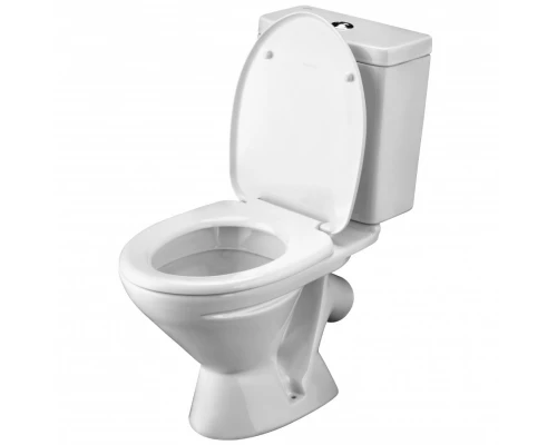 ЛИГА Унитаз-компакт, косой выпуск, 2-х режимная арматура, сиденье полипропилен, САНТЕК 
