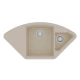 Кухонная мойка Lemark IRKANA 980 врезная угловая с доп. чашей и крылом из кварцгранита, Бежевый