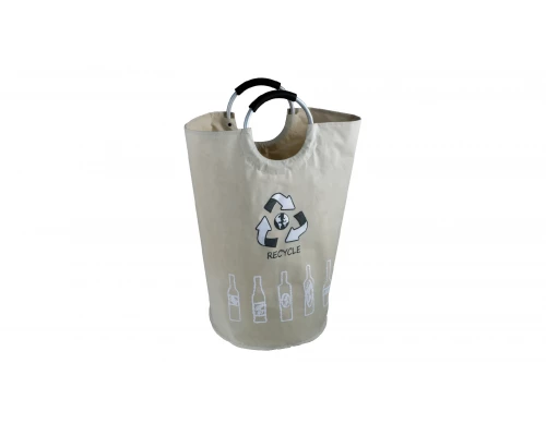 Корзина для белья с алюминиевыми ручками FX-1012, бежевая, 63 литра