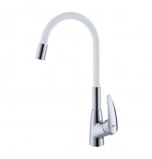 Linara Смеситель для кухни, гиб.излив 261мм, р/ОД, хром/белый, LM, LM0415C-White