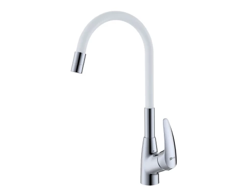 Linara Смеситель для кухни, гиб.излив 261мм, р/ОД, хром/белый, LM, LM0415C-White