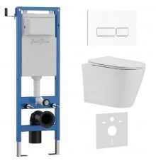 Комплект 3в1 IBERICA BLANCA инсталляция SILENCIO MINI, унитаз BURGOS ALTO белый, кнопка смыва ESTI-R белый глянцевый (IB.001M.BRA.231.211)