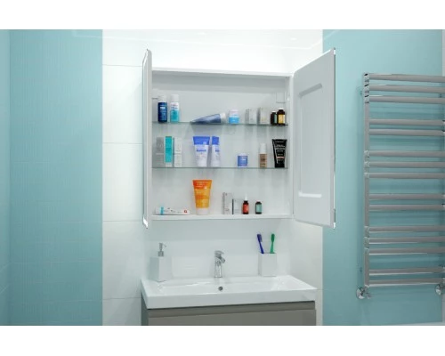 Зеркало-шкаф Elliott LED 800х800 с датчиком движения, розеткой