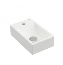 Раковина Small, накладная, 37х23 см, отверстие под смеситель слева, прямоугольная, белый глянец, BER