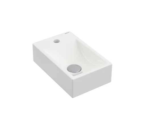 Раковина Small, накладная, 37х23 см, отверстие под смеситель слева, прямоугольная, белый глянец, BER