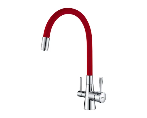 Comfort Смеситель для кухни, гиб.излив 228мм фильтр.воды, р/ОД, хром/красный, LM, LM3075C-Red