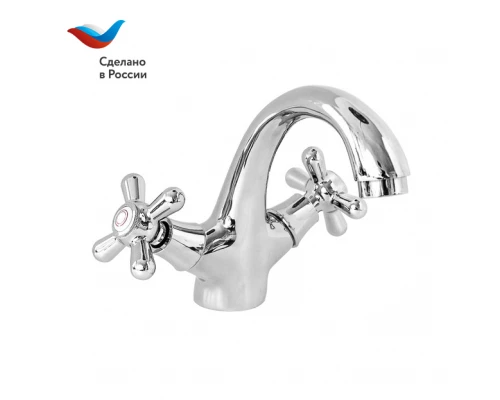ПРОРАБ Смеситель для умывальника с литым изливом, двуручный, СЛАВЕН, О10