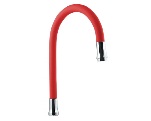 Излив гибкий из силикона,с аэратором, цвет красный., СЛАВЕН, 114