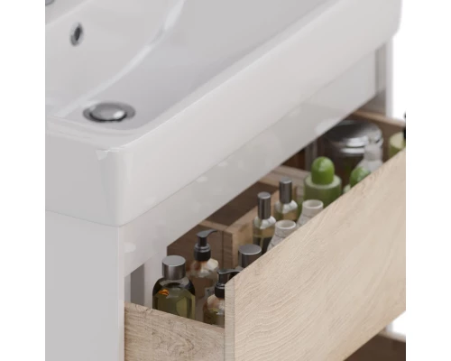 Тумба Lemark COMBI 80 см под 1 раковину, подвесная/напольная, 2 ящика, цвет фасада: Дуб кантри, цвет