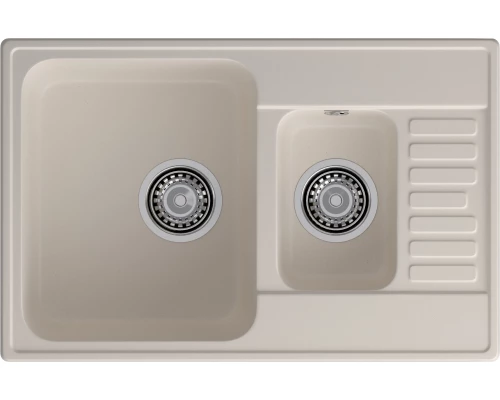 GranFest QUARZ (ECO-21К) Мойка 1.5-чаш+кр. 740*480 (белый)