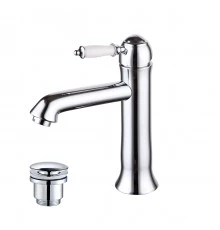 Villa Смеситель для раковины,монолит.изилв 143мм дон.клап.Click/Clack,р/ОД,хром, LM, LM4837C