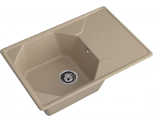 GRANFEST Мойка композит UNIQUE, GF-U-740L, чаш+кр 740*500, песочный