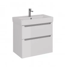 Тумба Lemark BUNO 80 см под 1 раковину, подвесная/напольная, 2 ящика, цвет планки: Серый, цвет корпу