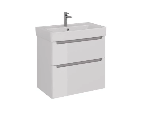 Тумба Lemark BUNO 80 см под 1 раковину, подвесная/напольная, 2 ящика, цвет планки: Серый, цвет корпу