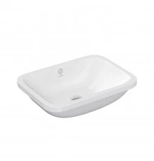 Раковина Ego 55х41 см, встраиваемая снизу, без отверстия под смеситель, прямоугольная, белый глянец,