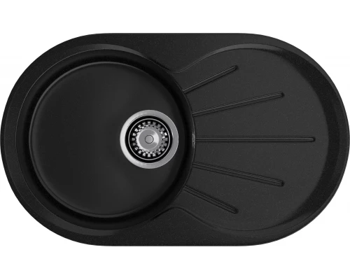 GRANFEST Мойка композит RONDO GF-R--750L  чаша с крылом 750*460мм   черный арт.GF-