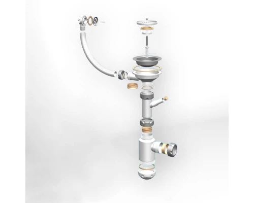 Сифон GRAND 3 1/2 с круглым переливом и винтом металл. с отводом (С.Н. 311-11-24)