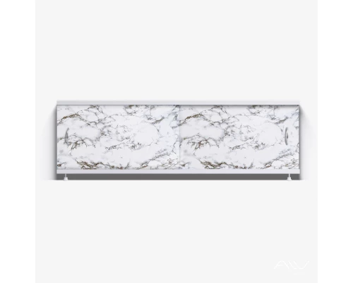 КЛАССИК Экран для ванны 150 см, полистирол,(черно-белый мрамор-004), ALAVANN