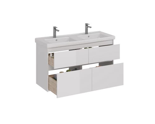 Тумба Lemark COMBI 125 см под 2 раковины, подвесная/напольная,4 ящика, цвет корпуса, фасада: Белый г