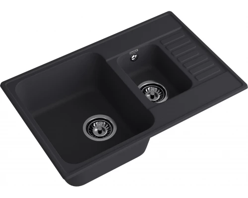 GranFest QUARZ (ECO-21К) Мойка 1.5-чаш+кр. 740*480 (черный)