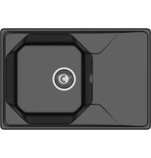 GRANFEST Мойка композит UNIQUE, GF-U-740L, чаш+кр 740*500, черный