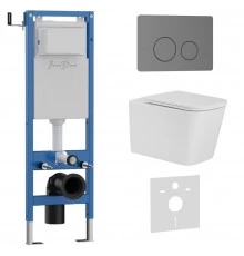 Комплект 3в1 IBERICA BLANCA инсталляция SILENCIO MINI, унитаз TOLEDO ALTO белый, кнопка смыва INOX-О вороненая сталь (IB.001M.TLA.234.8180)