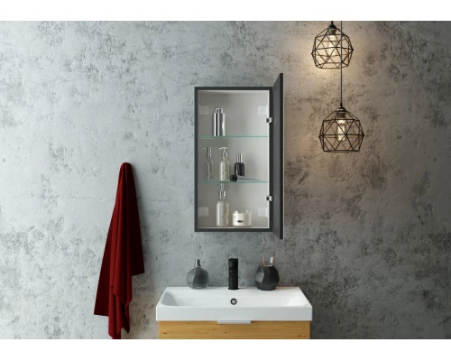 Зеркало-шкаф Mirror Box black Led 350х650 правый