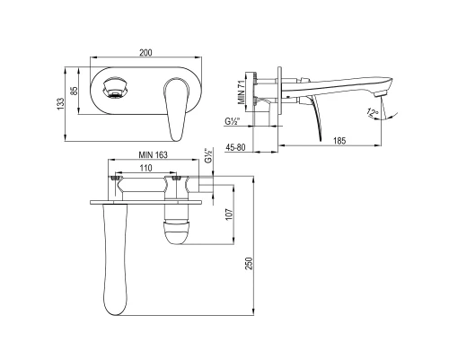 Смеситель Lemark Linara LM0426C для раковины, встраиваемый
