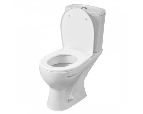 Унитаз-компакт "Ультра" косой выпуск с кнопочной арматурой и сиденьем,крап на белом
