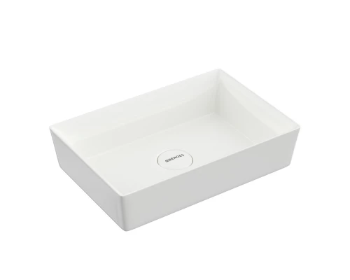 Раковина Mascon накладная, 55х38 см, без отверстия под смеситель, прямоугольная, белый глянец, BERGE