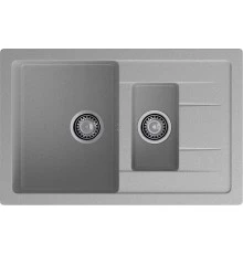 GRANFEST Мойка композит QUADRO GF-Q--775KL 1.5-чаш+крыло 775*500мм   серый арт.GF-