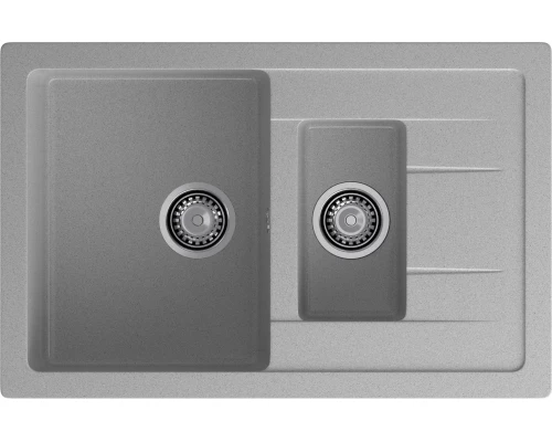 GRANFEST Мойка композит QUADRO GF-Q--775KL 1.5-чаш+крыло 775*500мм   серый арт.GF-