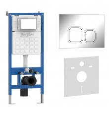 Комплект 2в1 IBERICA BLANCA инсталляция SILENCIO, кнопка смыва ESTI-Q хром глянцевый (IB001.833)