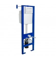 АТОМ 410 Инсталляция для скрытого монтажа унитаза, кнопка белая, BERGES