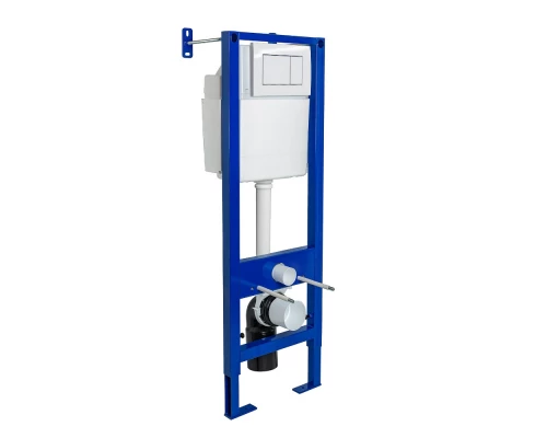 АТОМ 410 Инсталляция для скрытого монтажа унитаза, кнопка белая, BERGES