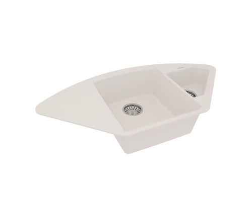 Кухонная мойка Lemark IRKANA 980 врезная угловая с доп. чашей и крылом из кварцгранита, Жасмин 