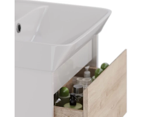 Тумба Lemark COMBI 60 см под 1 раковину, подвесная/напольная, 2 ящика, цвет фасада: Дуб кантри, цвет