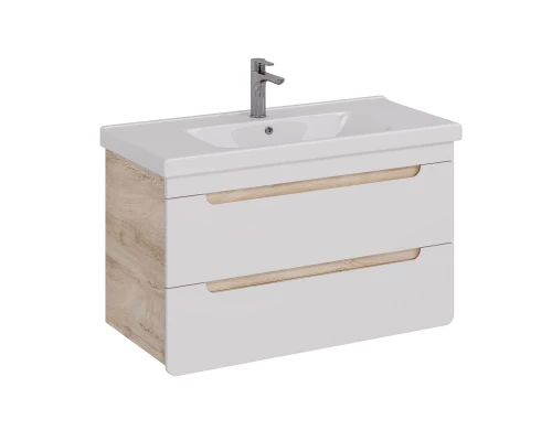 Тумба Lemark OLIVIA 100 см под 1 раковину, подвесная, 2 ящика, цвет корпуса: Дуб кантри, цвет фасада
