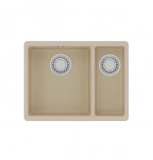 Кухонная мойка Lemark SINARA 550.2-U подстольного монтажа с доп.чашей из кварцгранита, Бежевый