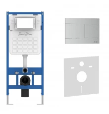 Комплект 2в1 IBERICA BLANCA инсталляция SILENCIO, кнопка смыва INOX-R хром матовый (IB001.015.01)