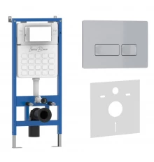 Комплект 2в1 IBERICA BLANCA инсталляция SILENCIO, кнопка смыва ESTI-R хром матовый (IB001.214)