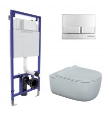 Комплект для монтажа  подвесного унитаза: инсталляция NOVUM525, кнопка L3 хром глянец, унитаз EGO XL