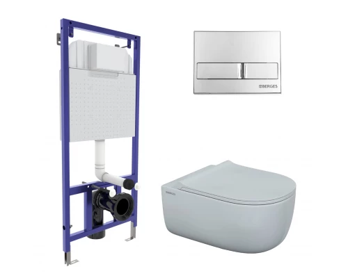 Комплект для монтажа  подвесного унитаза: инсталляция NOVUM525, кнопка L3 хром глянец, унитаз EGO XL