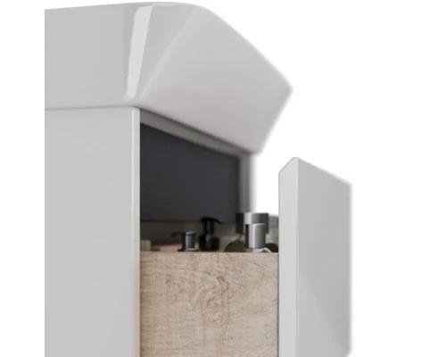 Тумба Lemark COMBI 50 см под 1 раковину, подвесная/напольная, 2 ящика, цвет планки: Чёрный, цвет кор