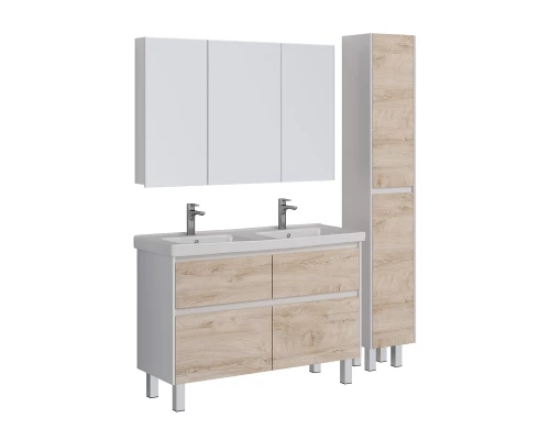 Тумба Lemark COMBI 125 см под 2 раковины, подвесная/напольная,4 ящика, цвет фасада: Дуб кантри, цвет