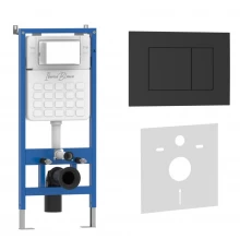 Комплект 2в1 IBERICA BLANCA инсталляция SILENCIO, кнопка смыва ESTI-S черный матовый (IB001.851)