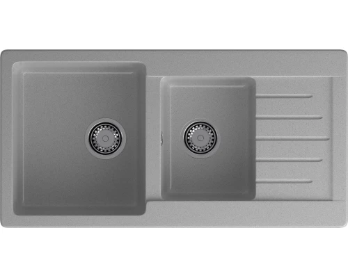 GRANFEST Мойка композит PRACTIK GF-P--980KL  2 чаши с  крылом 980*510 мм  серый  арт.GF-