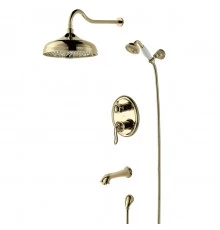 Brava Смеситель для ванны и душа, монолит.излив 170мм верх.лейка встраив., р/ОД, золото, LM, LM4722G