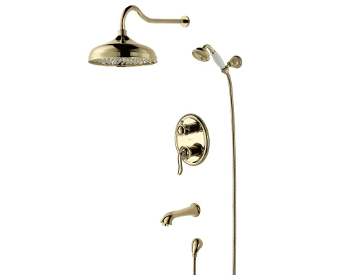 Brava Смеситель для ванны и душа, монолит.излив 170мм верх.лейка встраив., р/ОД, золото, LM, LM4722G